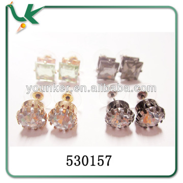 Mixed Color Stud Earrings, Cheap Wholesale Diamond Gold Stud Earrings (530157)