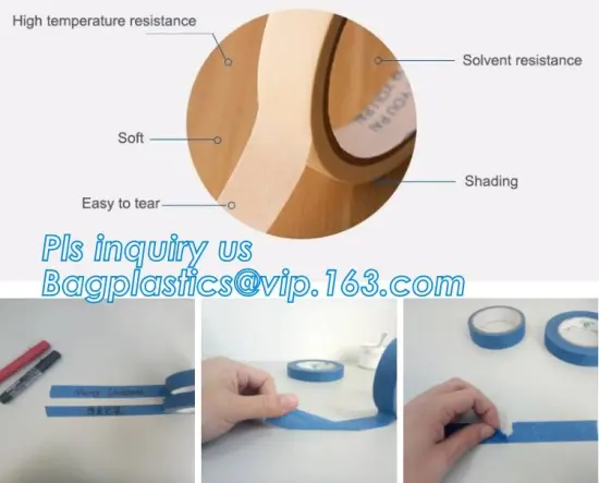 Custom white crepe paper cinta masking tape for wholesale, Heat resistance automotive masking tape for cars coating, Japanese Co