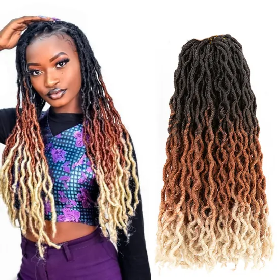 Wholesale Wavy Gypsy Locs Crochet Hair Extensions Ombre Color Pre-looped Curly Gypsy Locks Braiding Hair Synthetic Fiber Locks