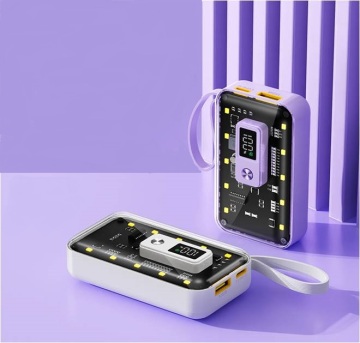 Portable power source 22.5W Super fast charge PD 20W Super fast charge Transparent Mech punk style 1000mah Large capacity