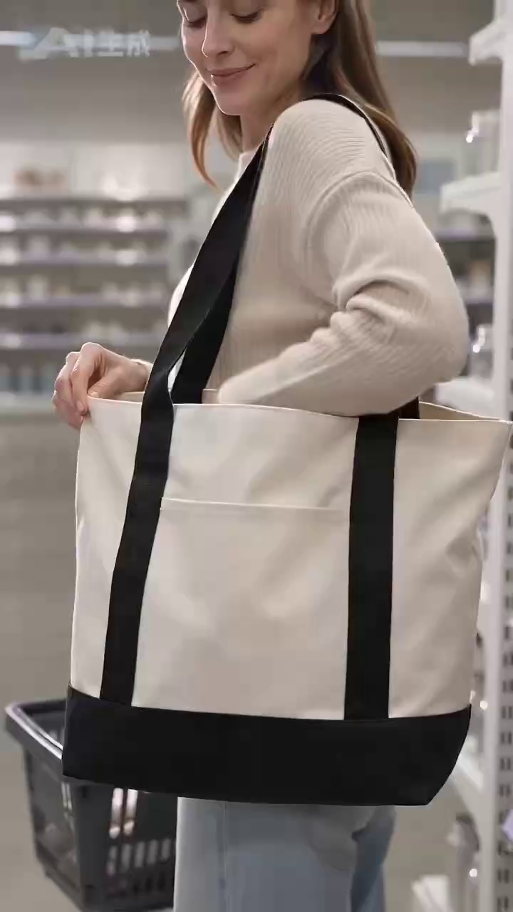 Daily Necessities Canvas Handbag Zipper Closure