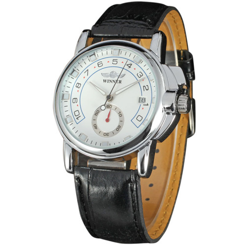 winner day date design men watch with sub-dial