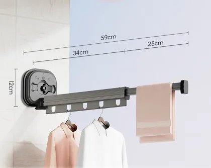 Aluminum Clothing Drying Rack: Non-Slip, Foldable, and Suction-Fixed Balcony Clothes Rod