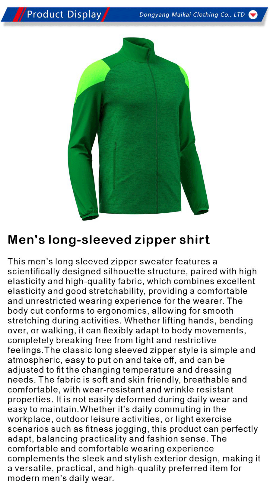 Men s long sleeve zip up top
