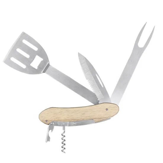Wooden Handle BBQ Grill Tool Set