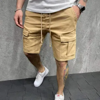 solid color casual cargo shorts