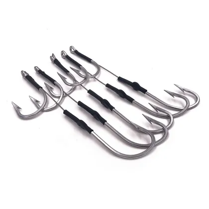 Stainless Steel Offset Double Hook Rig for Wahoo, Tuna, Dorado, and Marlin Lures