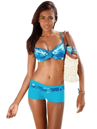 Sexy Split Boxer Wave Push-up High-waisted Bikini