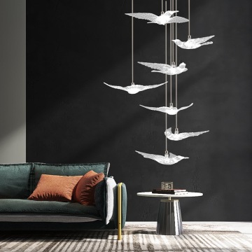 Yüksek tavanlar ve merdivenler için büyük lüks LED kristal avizeler