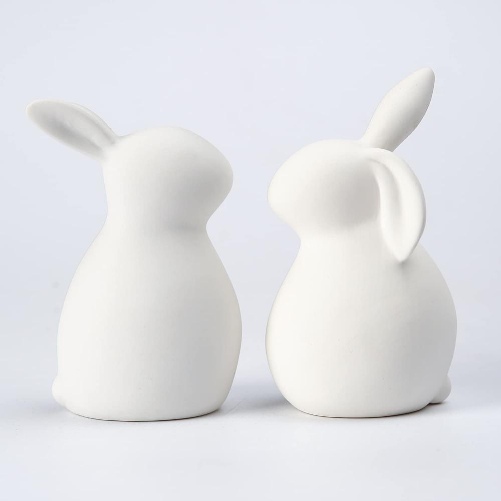 Decoración de Pascua de conejo blanco cerámico