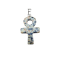 Dalmation Jasper Handmade Craved Ankh Pendant (20x30mm) Keychain