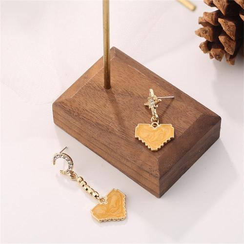 Asymmetric Star Moon Love Pendant Earrings