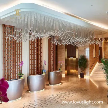 Popular hotel lobby crystal chandelier k9 custom large crystal chandelier hotel shopping mall chandelier