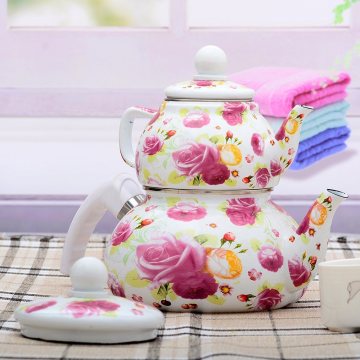Cute Whistling Elegant Decal Enamel Jug/Teapot