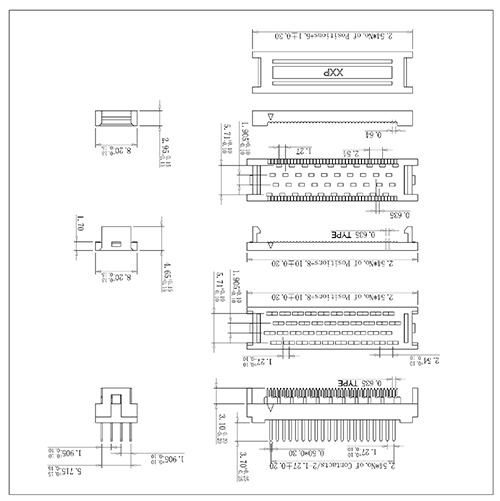 1.27x2.54mm IDC Flat Cable Dip Plug -Stecker vier Zeilenfuß