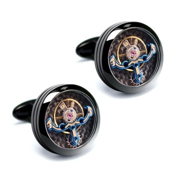 Factory Direct Custom Logo Men Tourbillon Movement Cufflinks In Cuff Links & Tie Clips