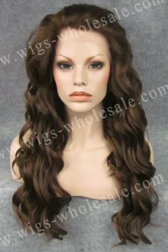Long wave lace front silk top synthetic wig brown kim kardashian wig N6-8/27