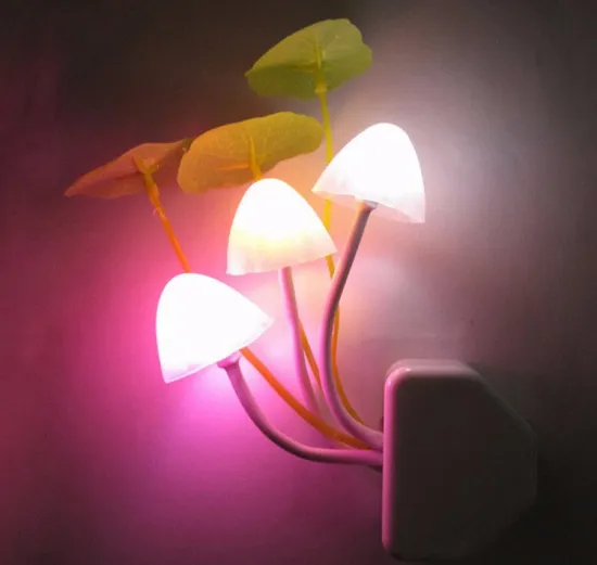 EU & US Plug LED Night Light Mushroom Wall Socket Lamp