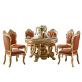 barokowy drewniany rzeźbiony włoski okrągły stół barokowy ze złotą folią