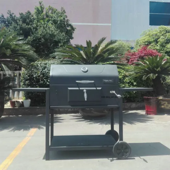 High End Charcoal Grill with Solid Side Table and Bottom Shelf, Perfect for Outdoor Party