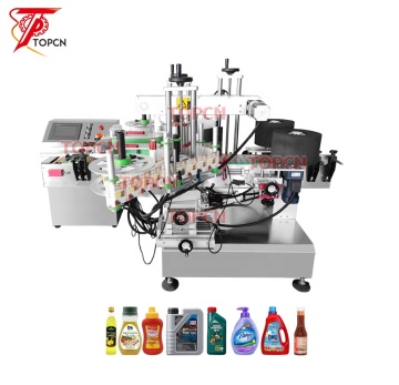 TOPCN Automatische Aufkleber flache Flasche doppelseitige Etikettierungsmaschine für Quadratflaschen