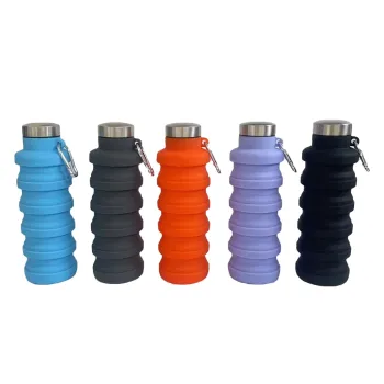 Portable Collapsible Silicone Mug with Carabiner for Outdoor Sports