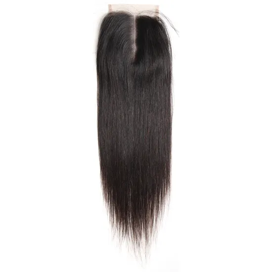 14 Pouce 180% Density Peruvian Human Straight Virgin Hair Closure With Bangs