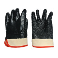 Guantes bañados de PVC negro Puño de seguridad anti-corte