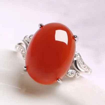 Natural emerald jade chalcedony agate ring