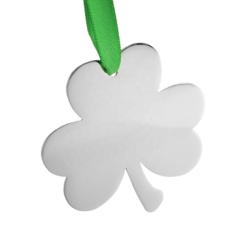 Yiwu Aceon Stainless Steel Big Size Metal Ornament with Clover Green Ribbon