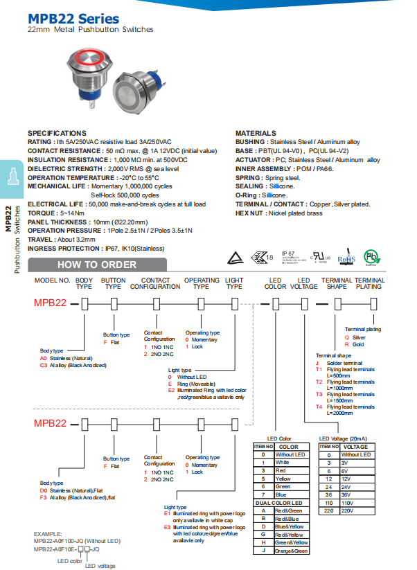 Illuminated Push Button Switch