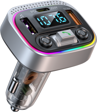 BT 5.1 Car MP3 Player with 5V 2 USB LED Wireless FM Transmitter PD20W Charger - Black Vehicle Music Player