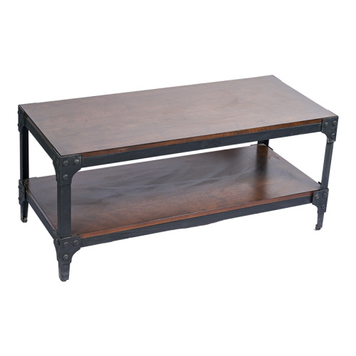 Two Level Coffee Table With Iron And Wood