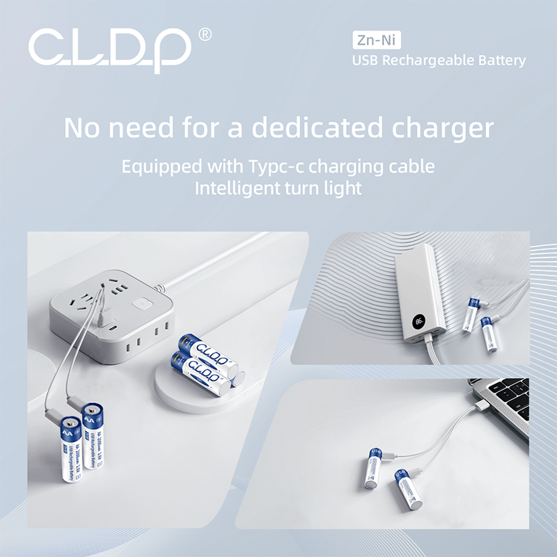 2pack CLDP Zn-Ni 1.6V 2000mWh USB AA rechargeable battery