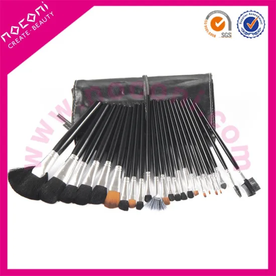 2015 Noconi 24 piece black color goat hair professional makeup brush set for sutdent