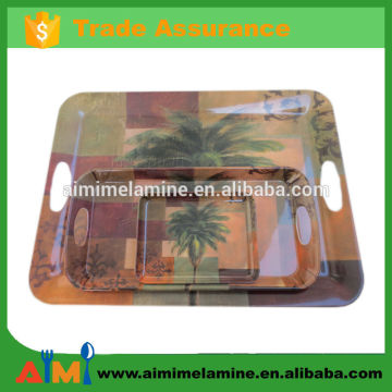 Full printing melamine tray set with two handles
