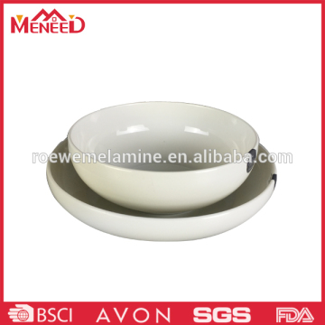 Hot selling white porcelain like 2pcs deep plate and dinner set bowl