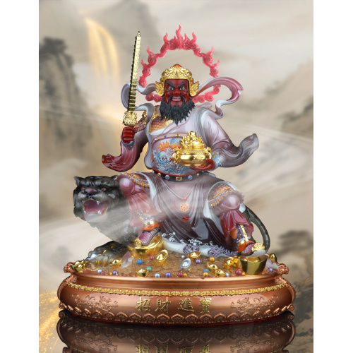 White Marble Seated Statue of the Martial God of Wealth (Zhao Gongming)