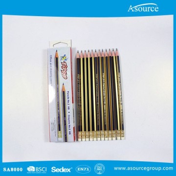 High Quality Strip Design Standard Eco-Friendly Wooden Pencil