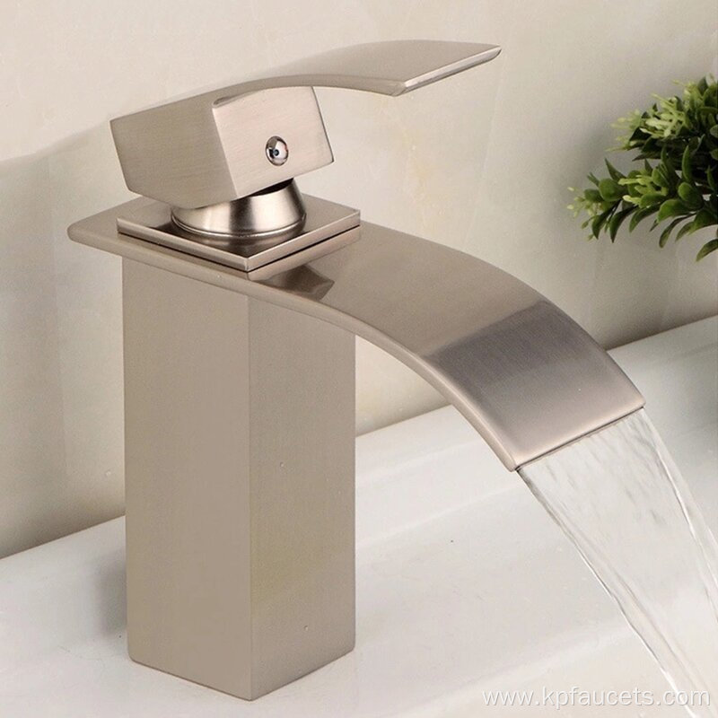 Lavatory Washbasin Watetgfall Faucet Brushed Nickel Bathroom Faucet Hot Sale Basin Mixer Faucet