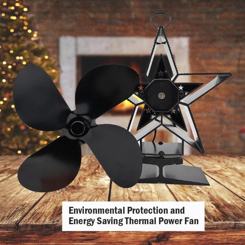 Pentagram Shaped Fireplace Fan 4 Blade Heat Powered Stove Fan Wood Burner Efficient Heat Distribution Quiet Equipment