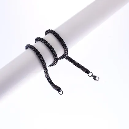 Hot Selling Stainless Steel Chopin Chain Necklace Jewelry with Gold Plating and Wheat Design