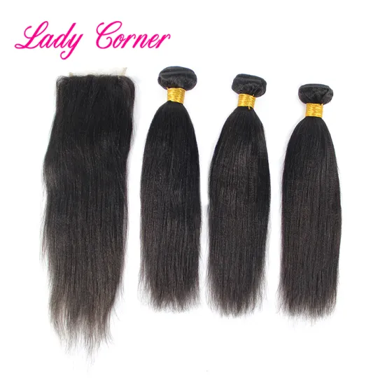 10a 9a 8a human hair bundle with closure,straight yaki human hair extension vendors wigs brazilian