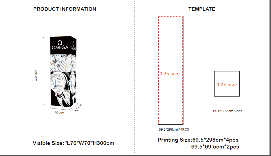 size details for the 10ft square tower fabric stand