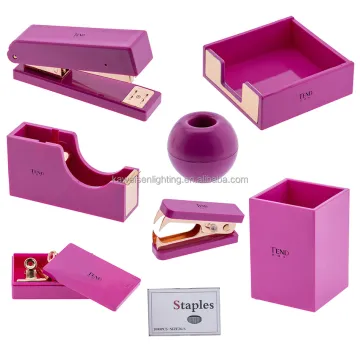 Bestselling Desktop Stationery Set for Home and School: Stapler, Pen Holder, Tape Dispenser, Staple Remover, Memo Holder, Clip Holder