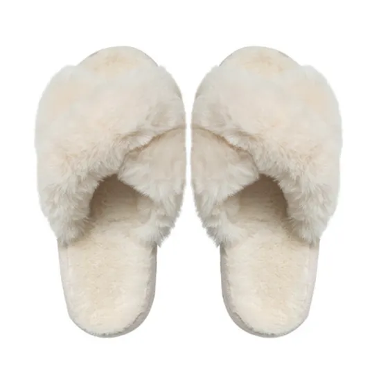 Breathable Memory Foam Bedroom Fuzzy Fur Slides Slippers
