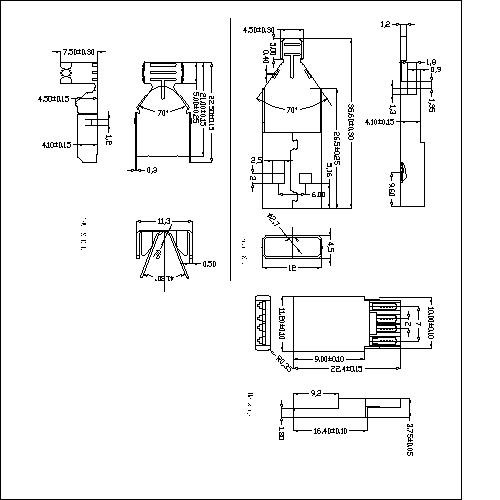 UAMS03 3 USB A Type Plug Solder Assemble 