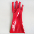 Red pvc rough finish dipped gloves 14 inches