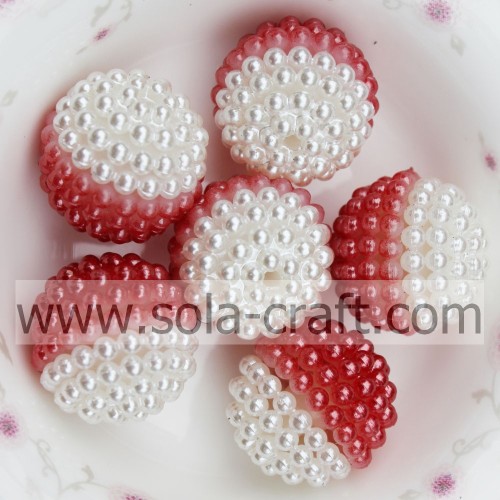 Double Color Acrylic Artificial Pearl Round Berry Loose Beads