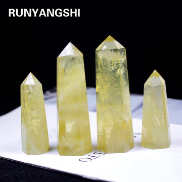 Runyangshi 1pc Hot sale! Natural citrine quartz crystal wand point yellow quartz crystals point reiki healing as gift